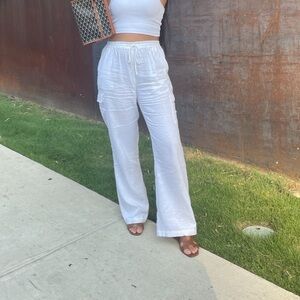 Love Tree White Cargo linen Pants